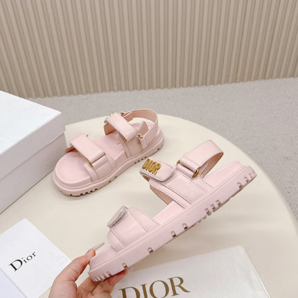 DIOR BACK-STRAP SANDALS 25S IN PASTEL PINK CALFSKIN WITH GOLD HARDWARE