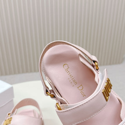 DIOR BACK-STRAP SANDALS 25S IN PASTEL PINK CALFSKIN WITH GOLD HARDWARE
