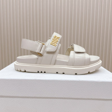 DIOR BACK-STRAP SANDALS 25S IN CREAM WHITE CALFSKIN WITH GOLD HARDWARE