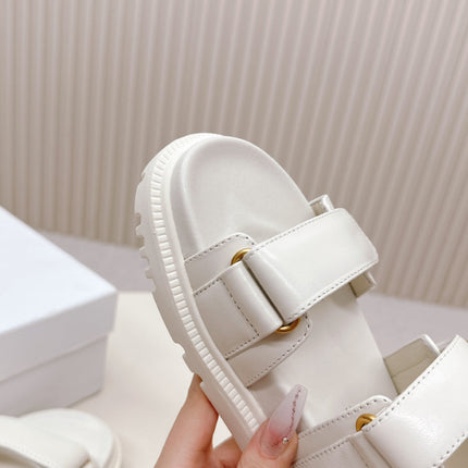 DIOR BACK-STRAP SANDALS 25S IN CREAM WHITE CALFSKIN WITH GOLD HARDWARE