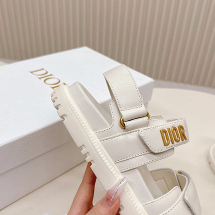 DIOR BACK-STRAP SANDALS 25S IN CREAM WHITE CALFSKIN WITH GOLD HARDWARE