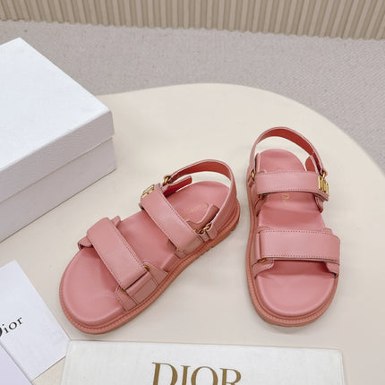 DIOR BACK-STRAP SANDALS 25S IN PEACHY PINK CALFSKIN WITH GOLD HARDWARE