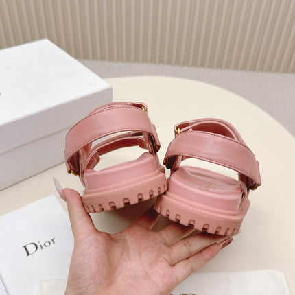 DIOR BACK-STRAP SANDALS 25S IN PEACHY PINK CALFSKIN WITH GOLD HARDWARE