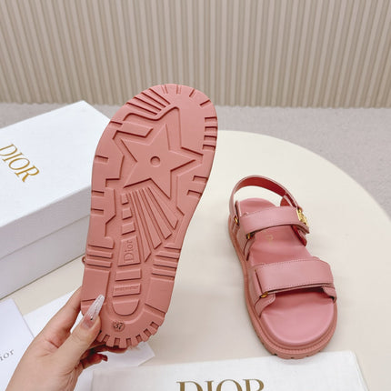 DIOR BACK-STRAP SANDALS 25S IN PEACHY PINK CALFSKIN WITH GOLD HARDWARE