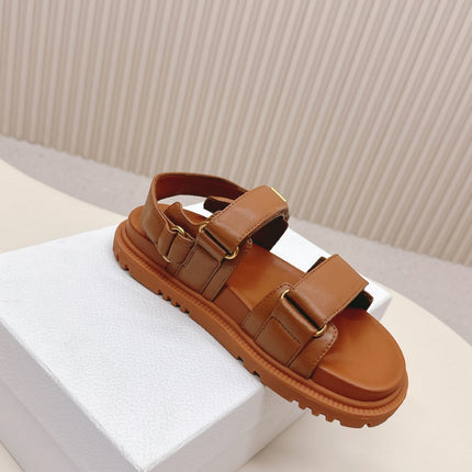 DIOR BACK-STRAP SANDALS 25S IN BRICK BROWN CALFSKIN WITH SILVER HARDWARE
