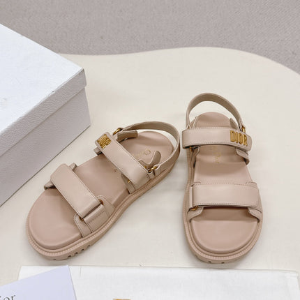 DIOR BACK-STRAP SANDALS 25S IN BEIGE CALFSKIN WITH GOLD HARDWARE
