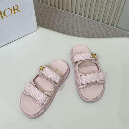 DIOR CLASSIC DOUBLE-STRAP SLIDES 25S IN PASTEL PINK CALFSKIN