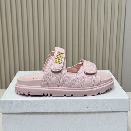 DIOR CLASSIC DOUBLE-STRAP SLIDES 25S IN PASTEL PINK CALFSKIN