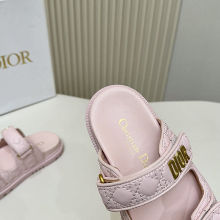 DIOR CLASSIC DOUBLE-STRAP SLIDES 25S IN PASTEL PINK CALFSKIN