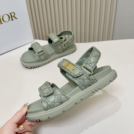 DIOR BACK-STRAP SANDALS 25S IN PALE TEAL GRAY CALFSKIN