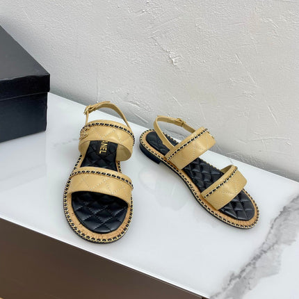 DOUBLE STRAPS SANDALS IN YELLOW CREAM LAMBSKIN