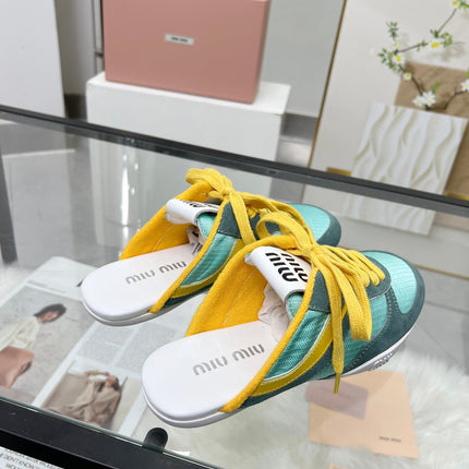 GYMNASIUM SNEAKERS MULES PERSIAN SUEDE AND DARK GREEN TECHNICAL FABRIC