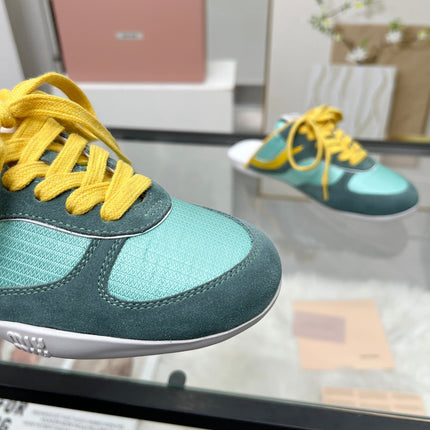 GYMNASIUM SNEAKERS MULES PERSIAN SUEDE AND DARK GREEN TECHNICAL FABRIC