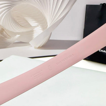 CC 30MM BELT IN LIGHT PINK CALFSKIN METAL HARDWARE