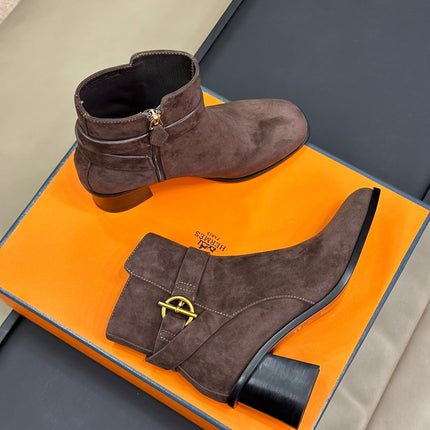 JILL 60 ANKLE BOOT IN BRUNETTE BROWN SUEDE