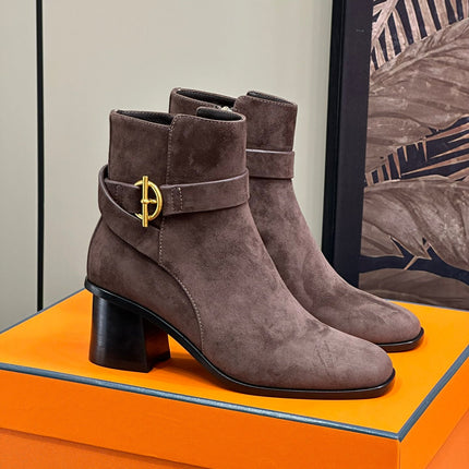 JILL 60 ANKLE BOOT IN BRUNETTE BROWN SUEDE