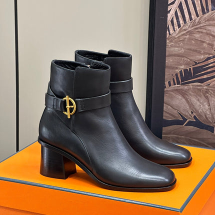 JILL 60 ANKLE BOOT IN BLACK CALFSKIN