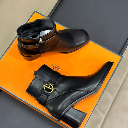 JILL 60 ANKLE BOOT IN BLACK CALFSKIN