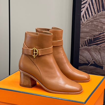 JILL 60 ANKLE BOOT IN BRONZE BROWN CALFSKIN