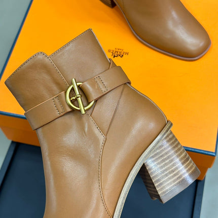 JILL 60 ANKLE BOOT IN BRONZE BROWN CALFSKIN