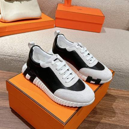 MAINLAND SNEAKER IN PALE GRAY SUEDE AND BLACK CALFSKIN