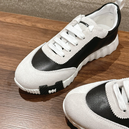 MAINLAND SNEAKER IN PALE GRAY SUEDE AND BLACK CALFSKIN