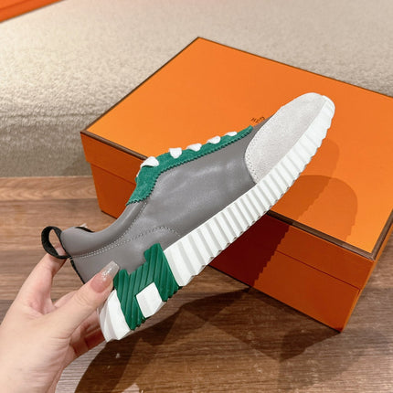 MAINLAND SNEAKER IN PALE GRAY SUEDE AND MOUSE GRAY CALFSKIN