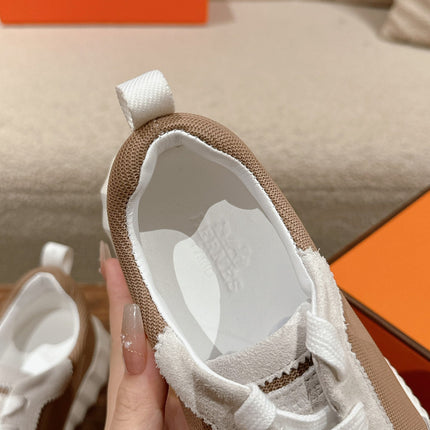 MAINLAND SNEAKER IN PALE GRAY SUEDE AND LIGHT BROWN BREATHABLE MESH FABRIC