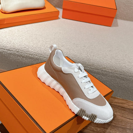 MAINLAND SNEAKER IN PALE GRAY SUEDE AND LIGHT BROWN BREATHABLE MESH FABRIC