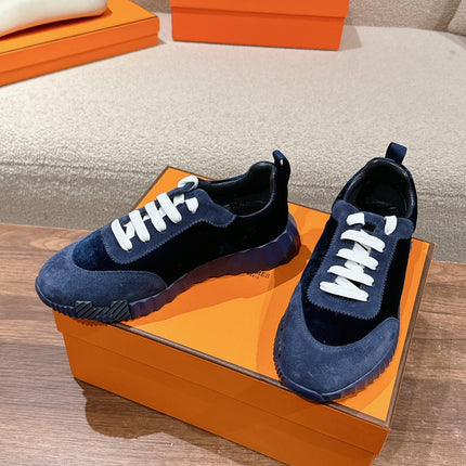 MAINLAND SNEAKER IN NAVY BLUE SUEDE AND BLACK VELVET