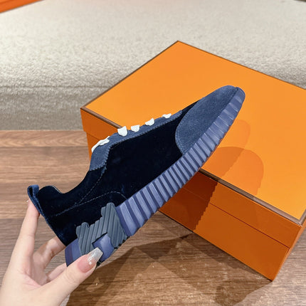 MAINLAND SNEAKER IN NAVY BLUE SUEDE AND BLACK VELVET