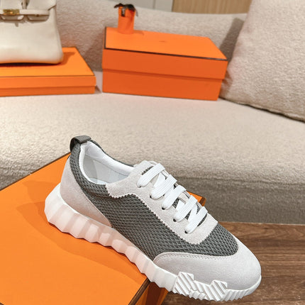 MAINLAND SNEAKER IN PALE GRAY SUEDE AND SMOKE GRAY BREATHABLE MESH FABRIC