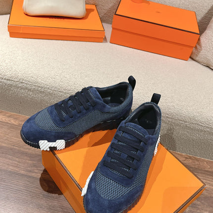 MAINLAND SNEAKER IN CLASSIC BLUE SUEDE AND BREATHABLE MESH FABRIC