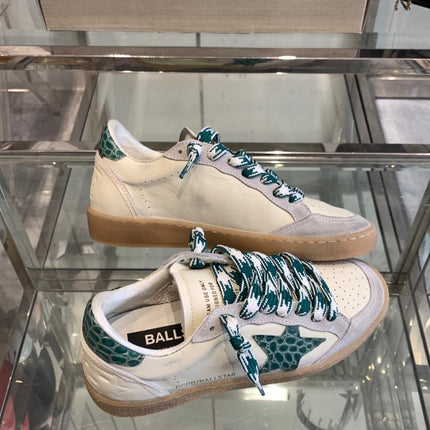 BALL STAR SNEAKERS GREEN CROCODILE EMBOSSED LEATHER STAR