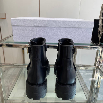 DIOR 25S D-QUEST ANKLE BOOT 35MM IN BLACK CALFSKIN