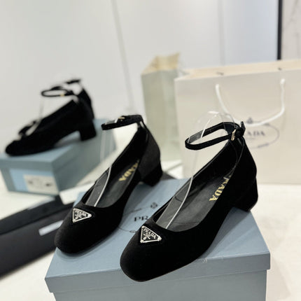 PRA NAPPA MARY JANE PUMPS BLACK SATIN