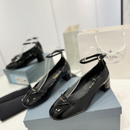 PRA NAPPA MARY JANE PUMPS GLOSSY BLACK LAMBSKIN