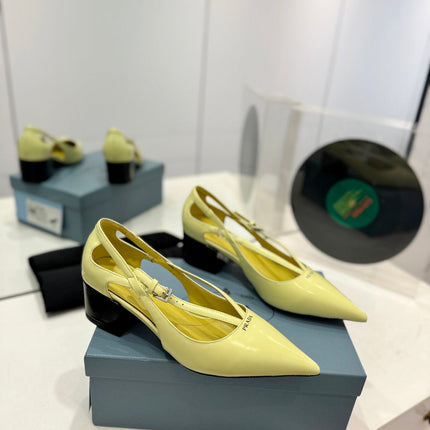 PRA STRAP CUT-OUT PUMPS PASTEL YELLOW CALFSKIN