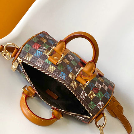 LV 25S KEEPALL BANDOULIÈRE BAG 25 IN MULTIPLE LV VERT DAMIER EBENE CANVAS