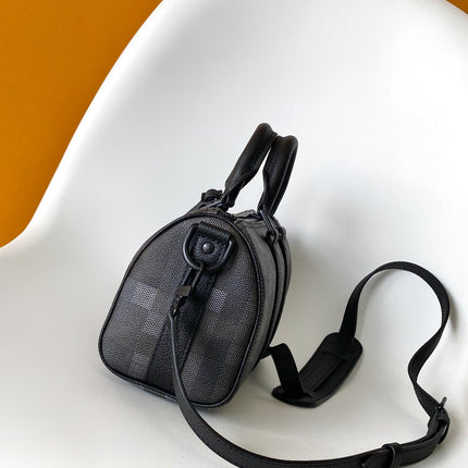 LV 25S KEEPALL BANDOULIÈRE 25 BAG IN DAMOFLAGE BLACK CALFSKIN