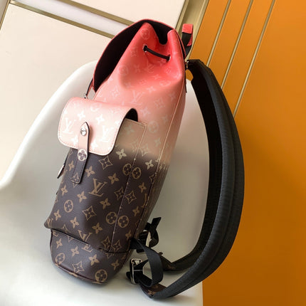 LV 25S CHRISTOPHER BACKPACK 48 IN CORAL RED AND BROWN CALFSKIN