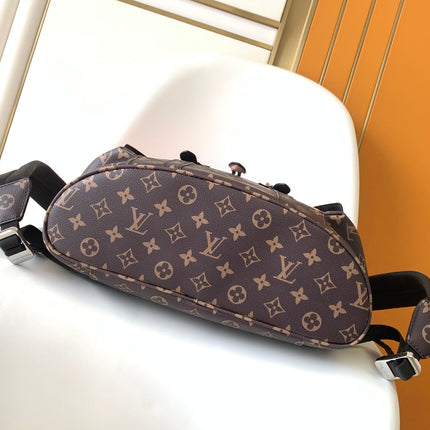LV 25S CHRISTOPHER BACKPACK 48 IN CORAL RED AND BROWN CALFSKIN