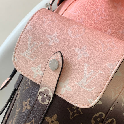 LV 25S CHRISTOPHER BACKPACK 48 IN CORAL RED AND BROWN CALFSKIN