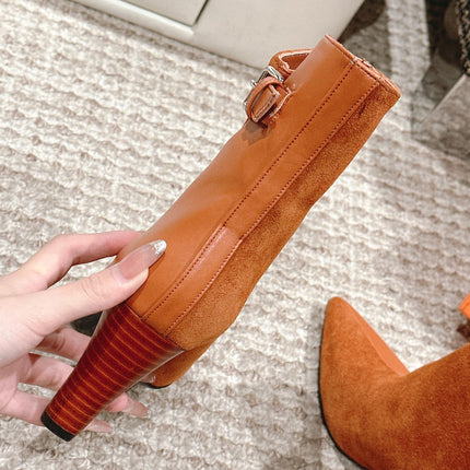 HILONA 6 CM ANKLE BOOTS IN BRONZE BROWN CALFSKIN AND SUEDE