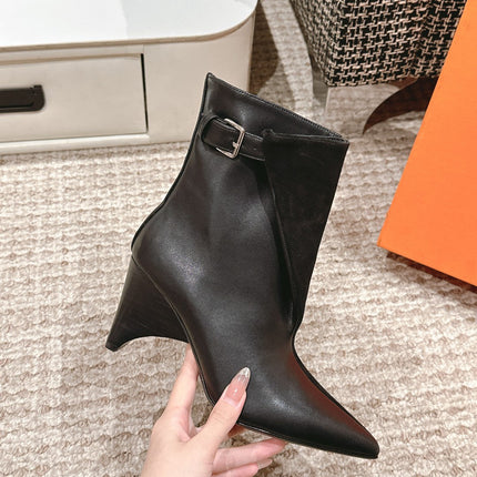 HILONA 6 CM ANKLE BOOTS IN BLACK CALFSKIN AND SUEDE