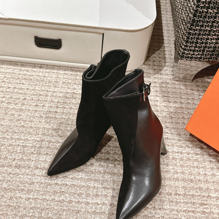 HILONA 6 CM ANKLE BOOTS IN BLACK CALFSKIN AND SUEDE