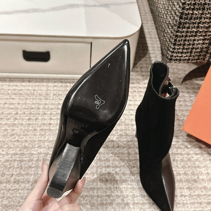 HILONA 6 CM ANKLE BOOTS IN BLACK CALFSKIN AND SUEDE