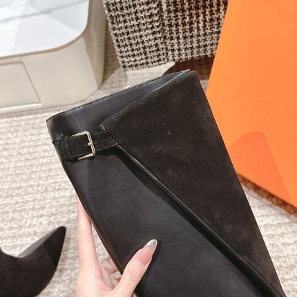 HILONA 6 CM BOOTS IN BLACK CALFSKIN AND SUEDE