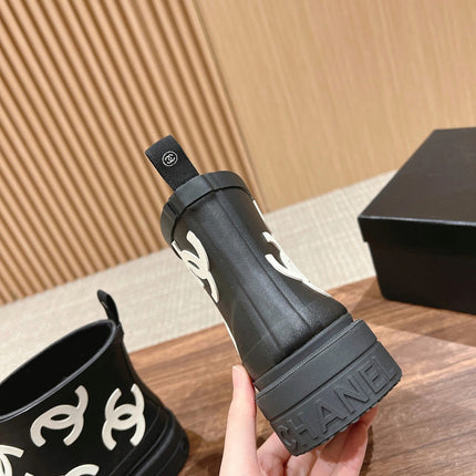 CC RAIN BOOTS BLACK TPU WITH WHITE LOGO