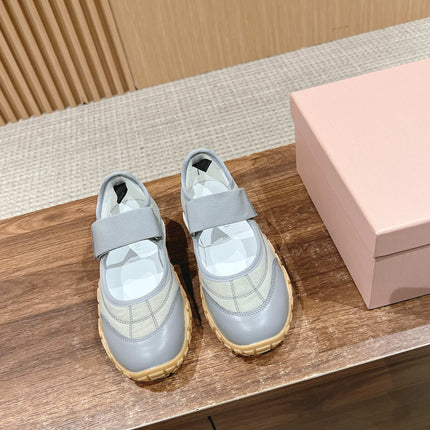 BALLET SHOES IN GRAY LAMBSKIN AND FABRIC ANTI-SLIP RUBBER SOLE